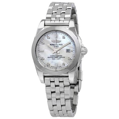 Breitling Galactic 29 Sleek Diamond Silver Dial Ladies Watch 